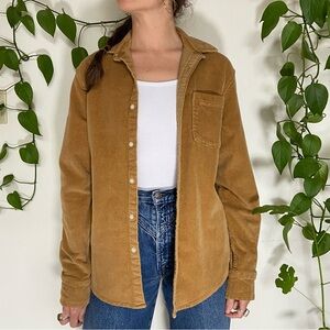 Arizona 🌾 Tan Corduroy Button Down Shirt Size S